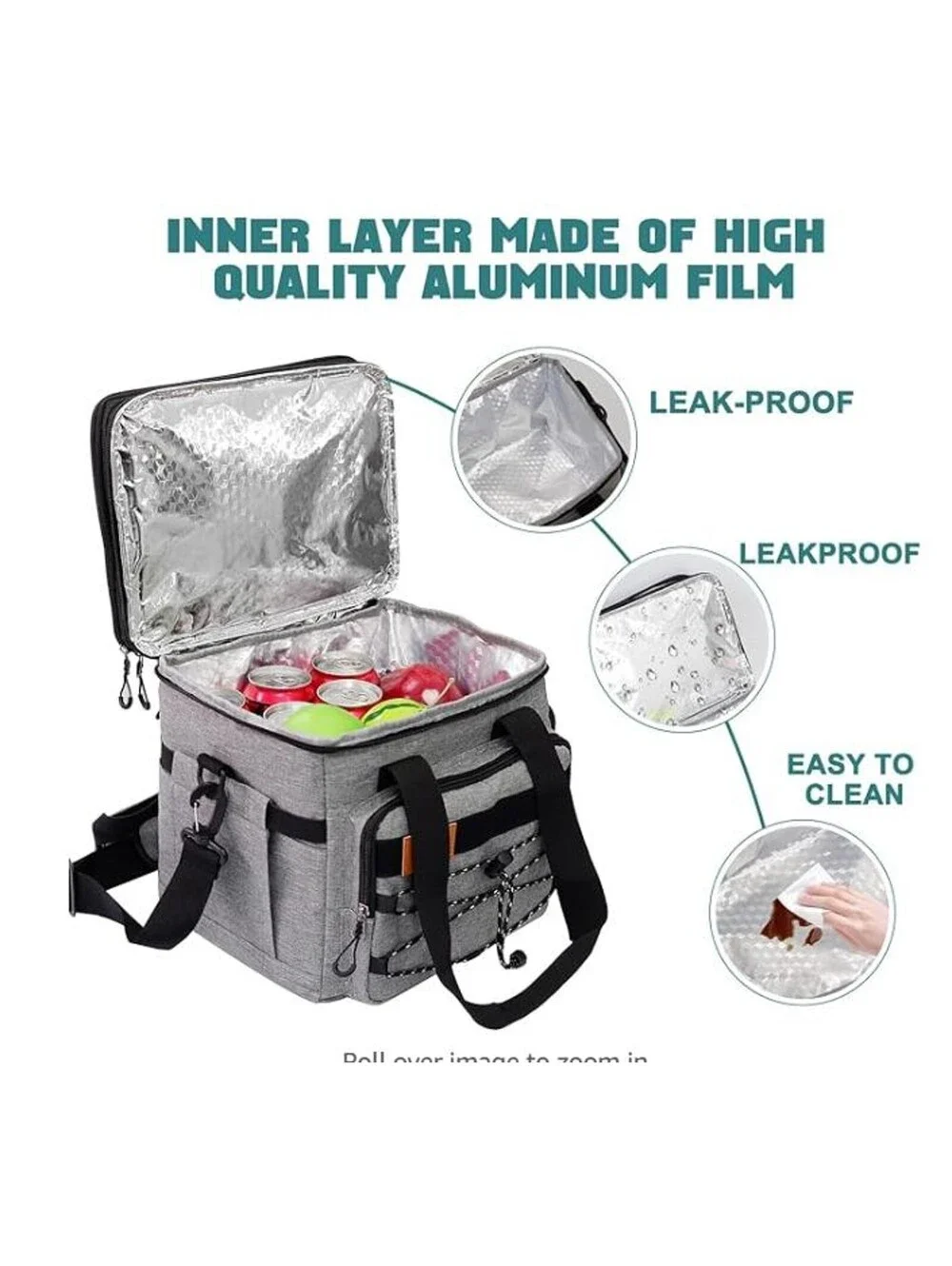 2-Tier Reusable Insulated Lunch Box with Strap, Leakproof